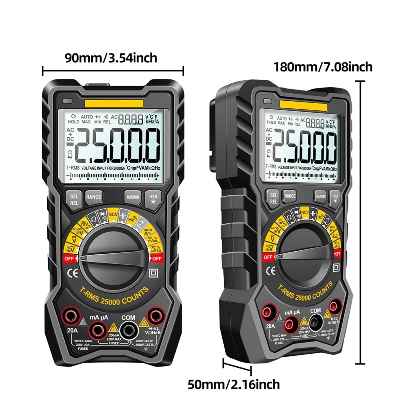 25000 Counts Multimeter Smart Manual Range Meter NCV AC DC Ohm